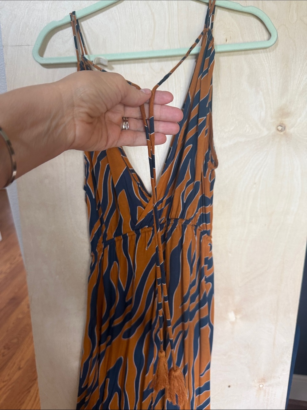 Elan Rust and Black Zebra-Stripe Maxi Dress - Picture 2 of 4
